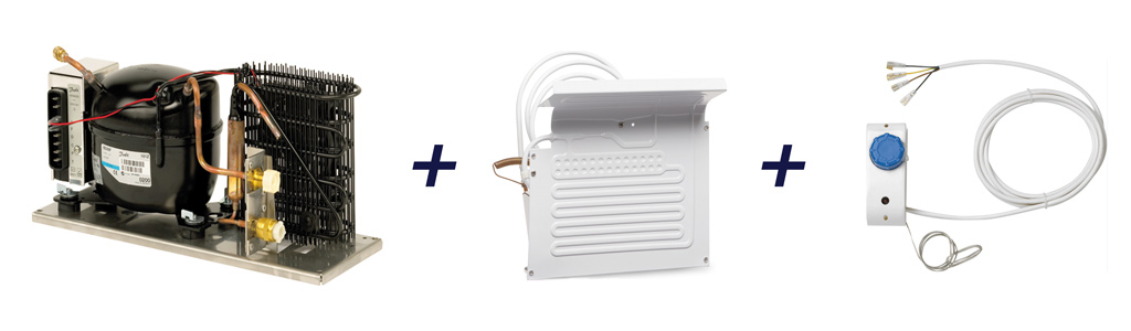 Le Kit Groupe Froid est composé d'un compresseur, d'un évaporateur et d'un thermostat